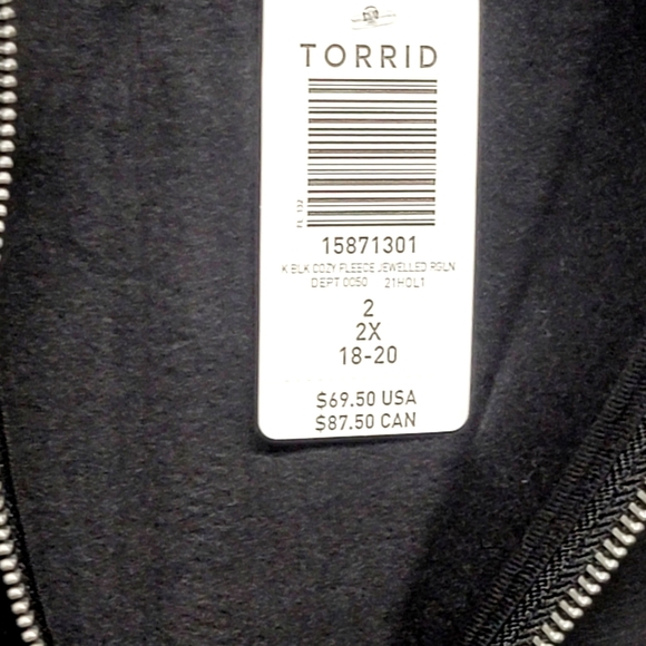 Torrid jeweled zip hoodie ultra soft black fleece - Picture 6 of 12